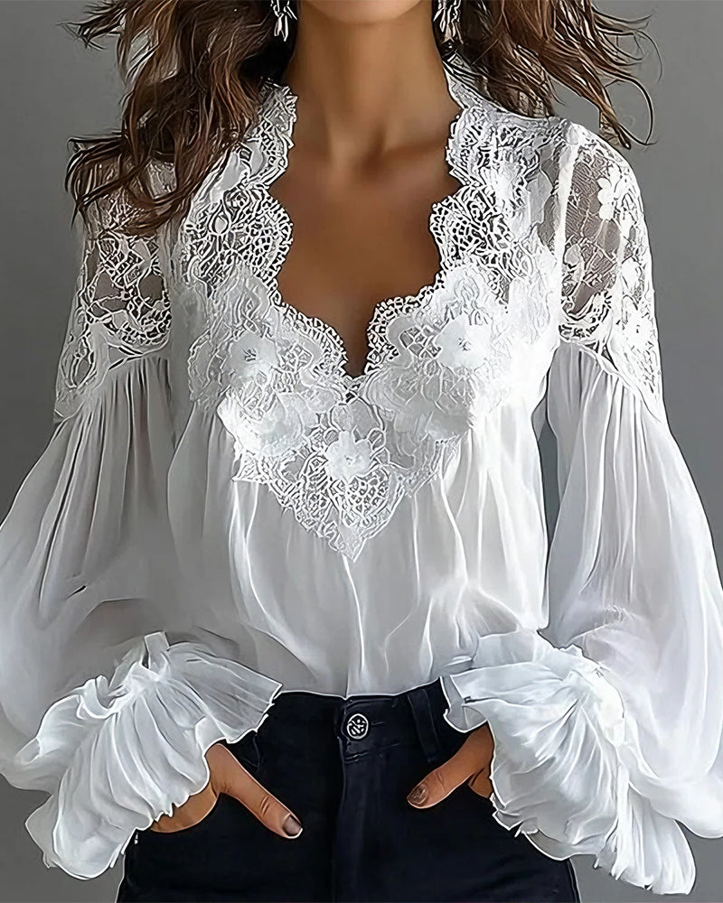 Ilvara - Blouse Dentelle Élégante Femme