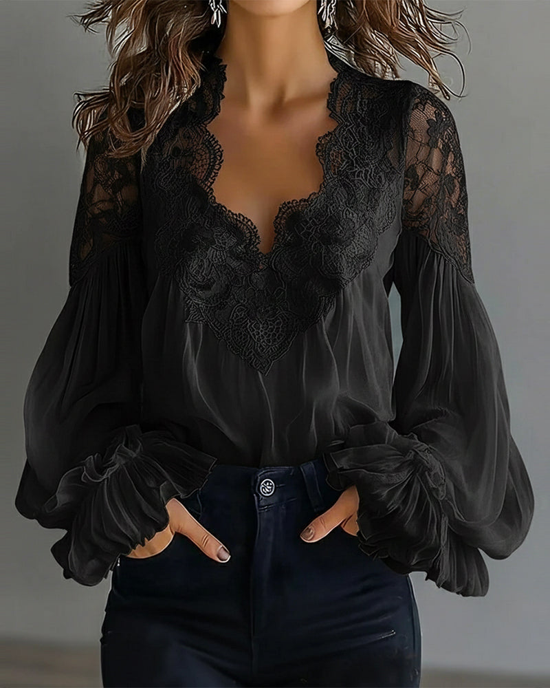 Ilvara - Blouse Dentelle Élégante Femme