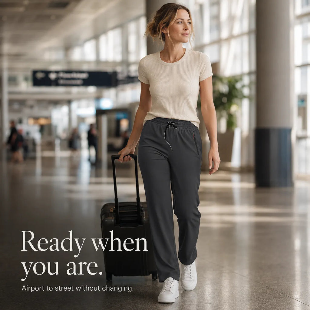 Pantalon Femme Aerelle – Léger, Taille Haute, Poches Zippées