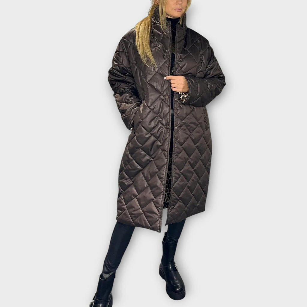Veste Matelassée Réversible avec Doublure Léopard