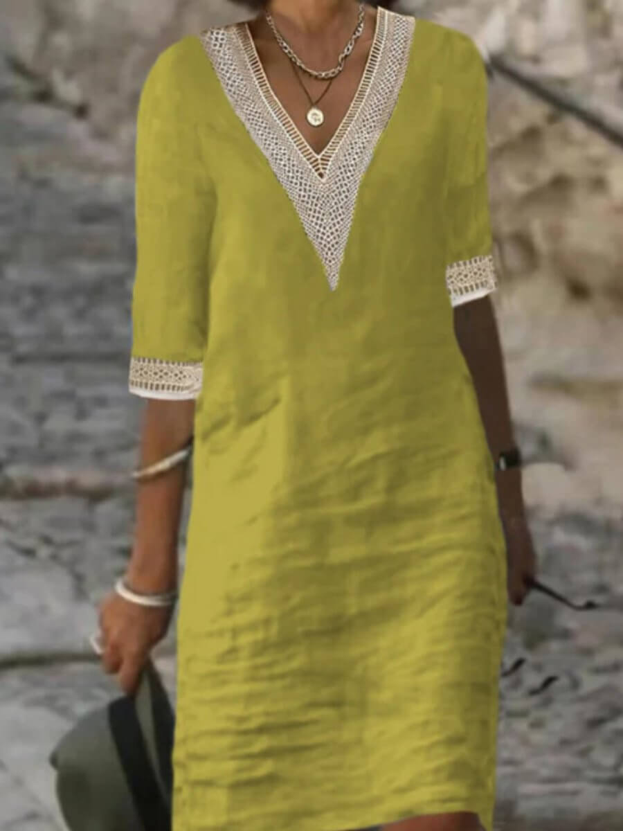 Arianne - Robe en Coton au Crochet Élégante avec Décolleté en V