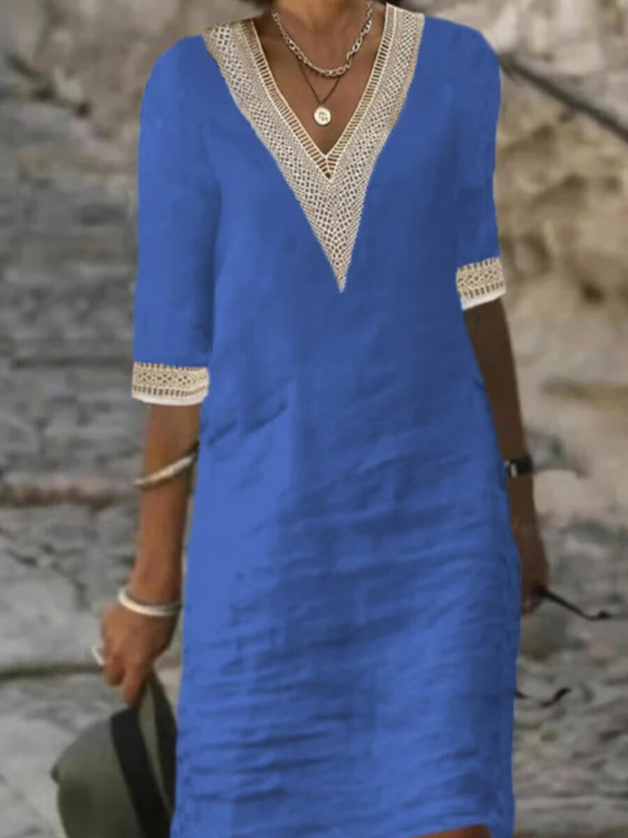 Arianne - Robe en Coton au Crochet Élégante avec Décolleté en V