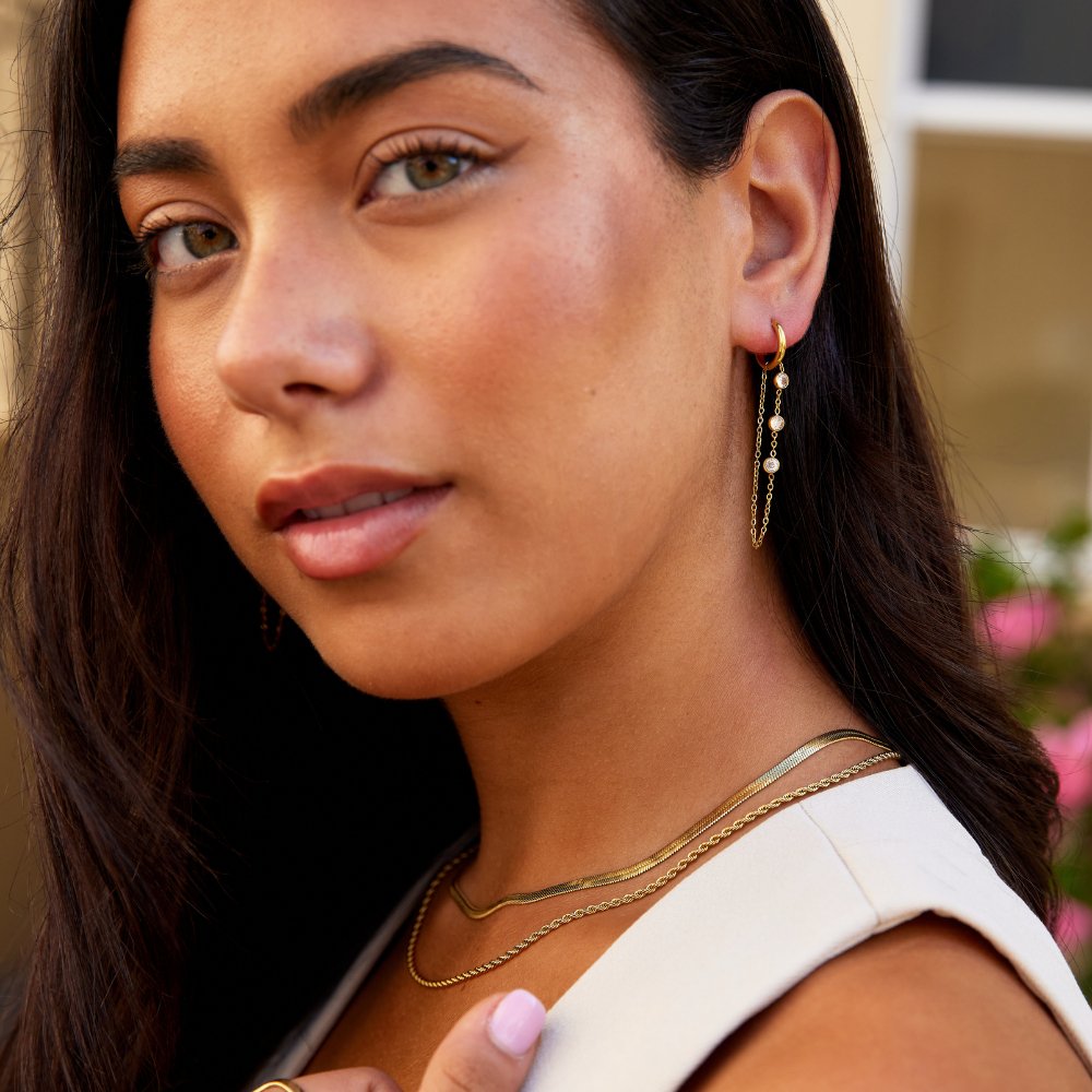Boucles d'oreilles créoles pendantes Seraphine Crystal
