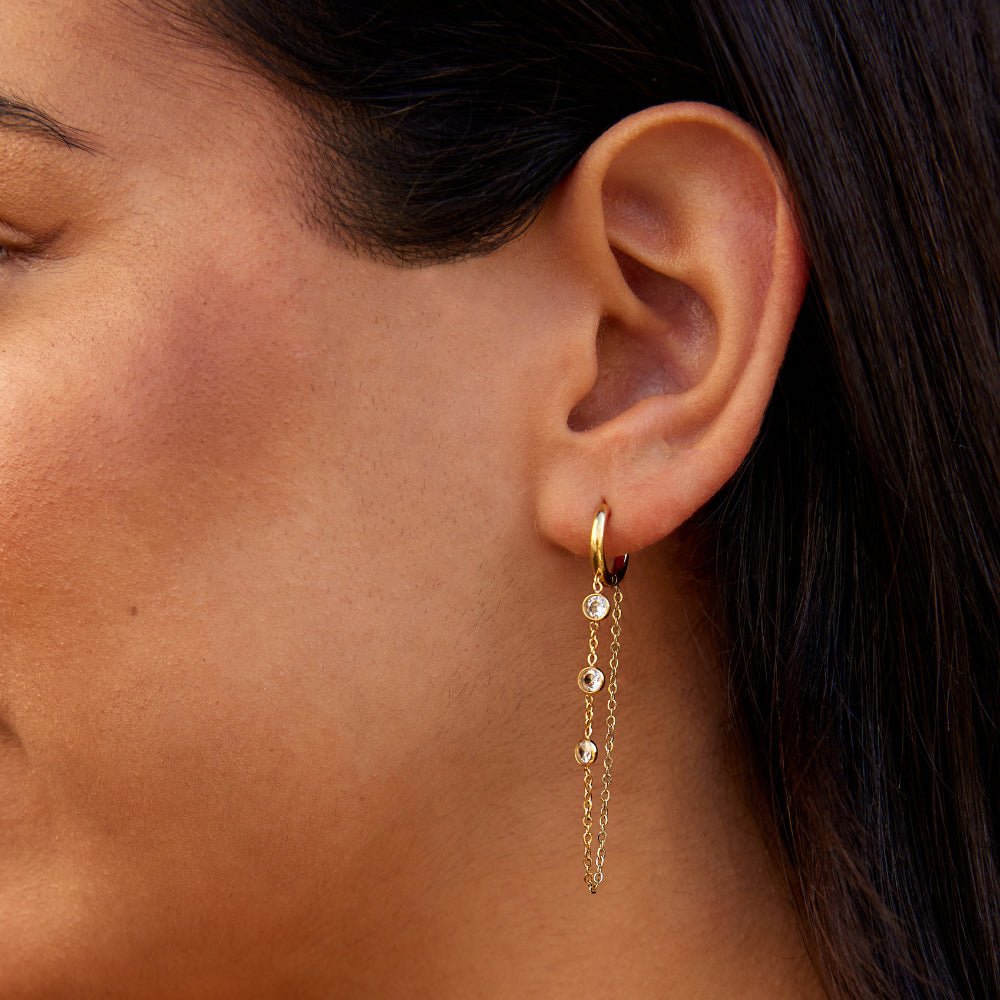 Boucles d'oreilles créoles pendantes Seraphine Crystal
