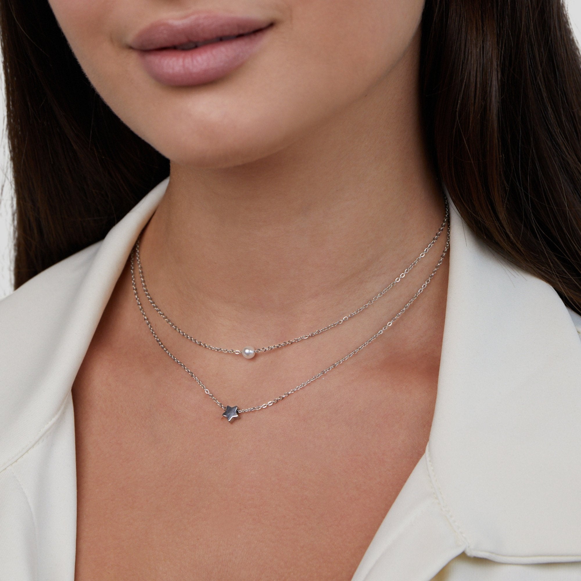 Collier en argent superposé Noa