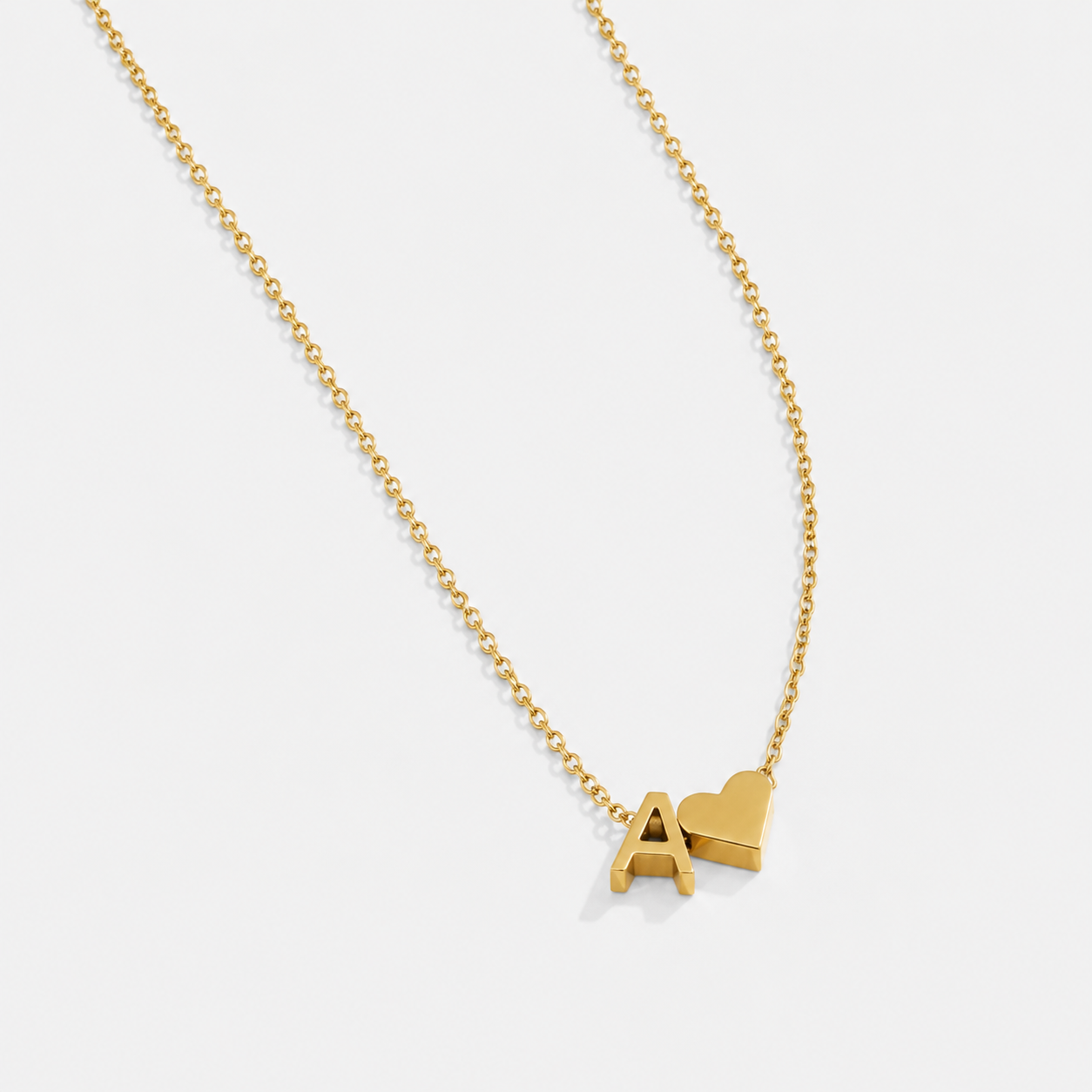 Collier Cœur et Lettre Original en Or