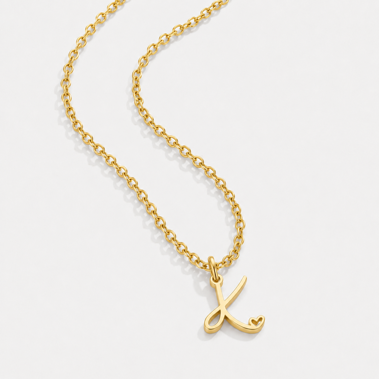 Collier cœur lettre or