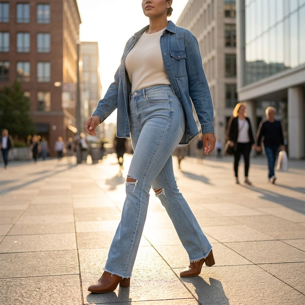Jean Évasé Femme Denara – Déchiré, Taille Haute