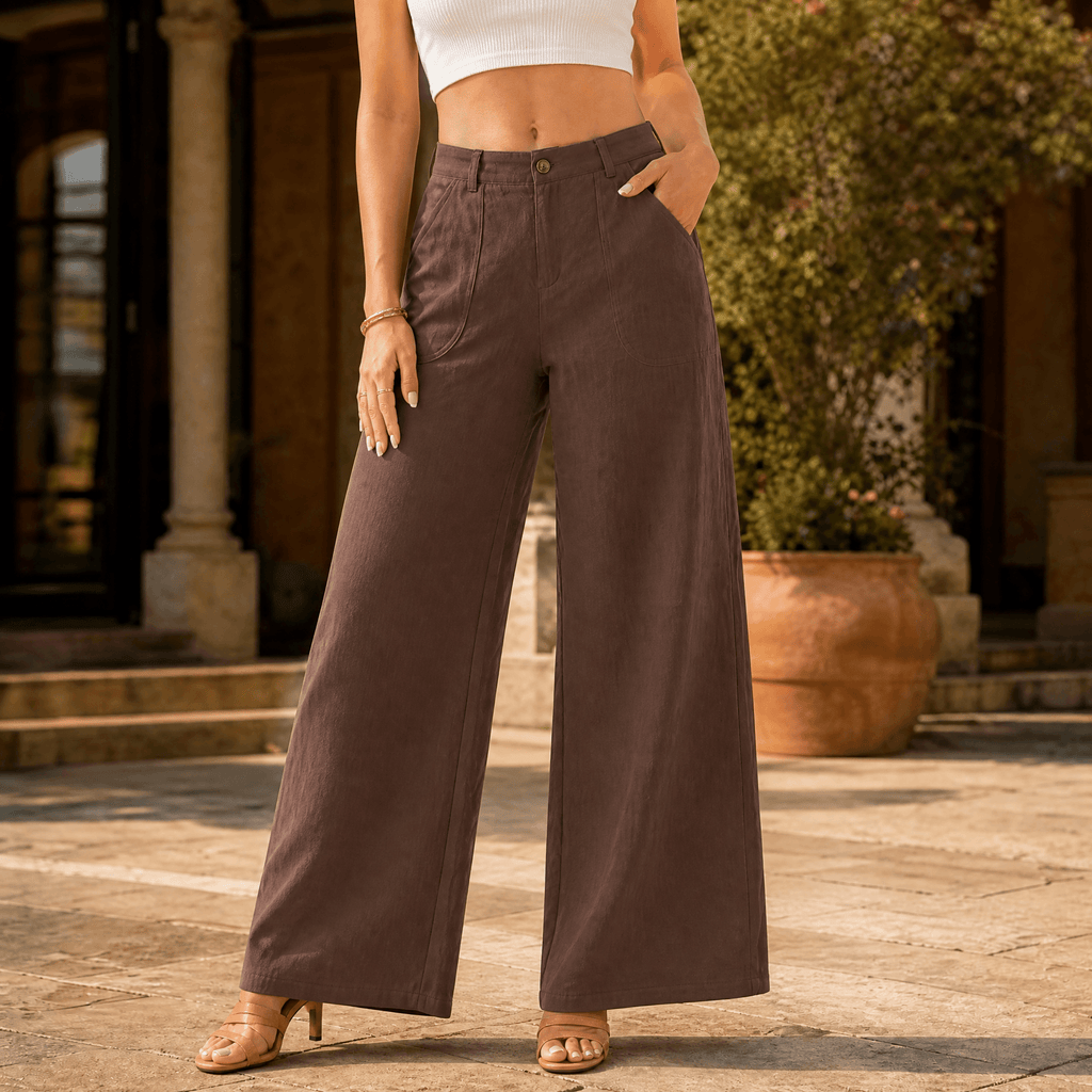 Pantalon Palazzo Femme Loriva – Taille Haute, Jambes Amples