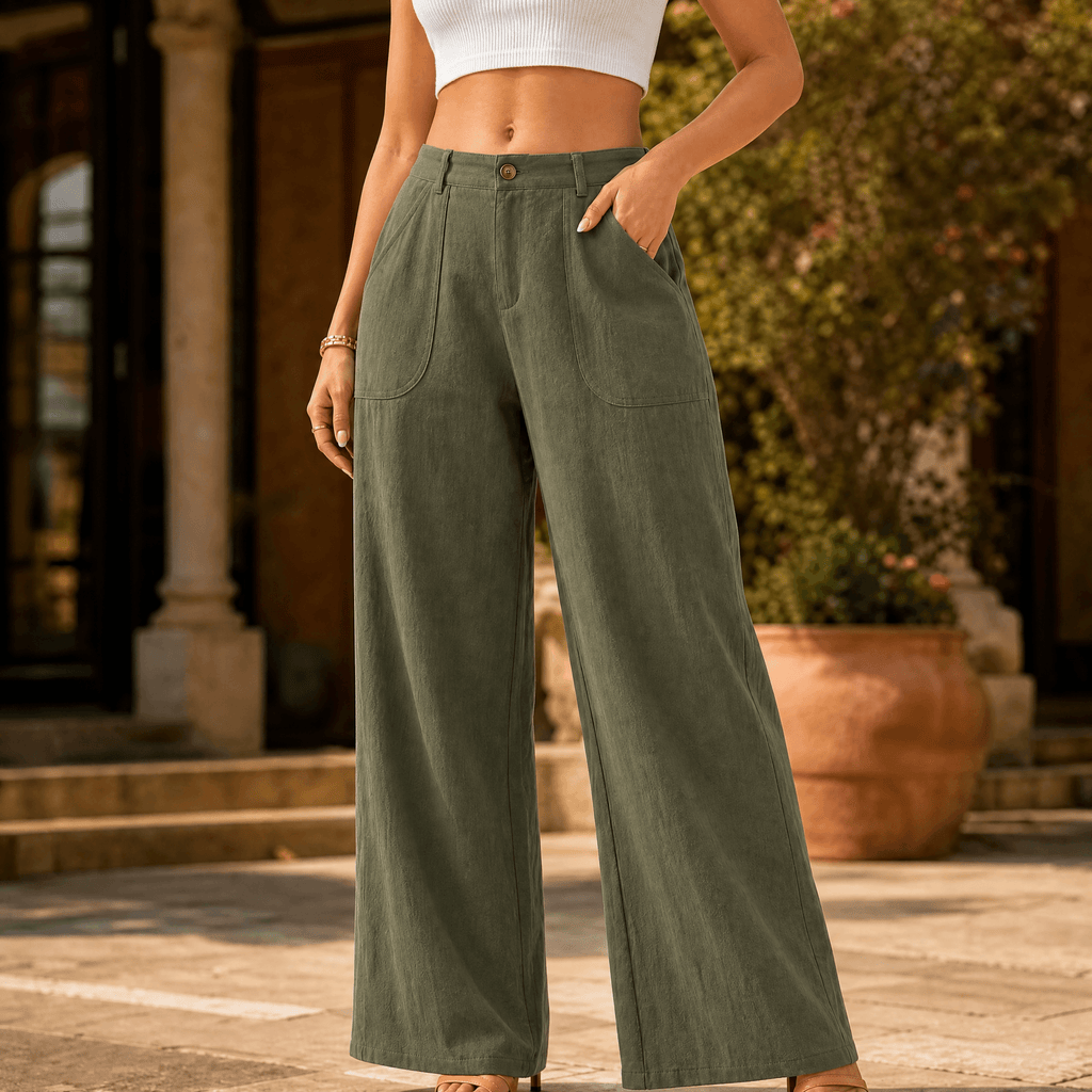 Pantalon Palazzo Femme Loriva – Taille Haute, Jambes Amples