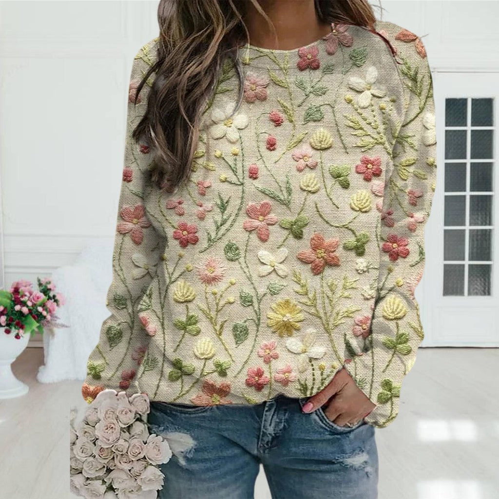 Magriet | Pull avec des fleurs brodées pour femmes