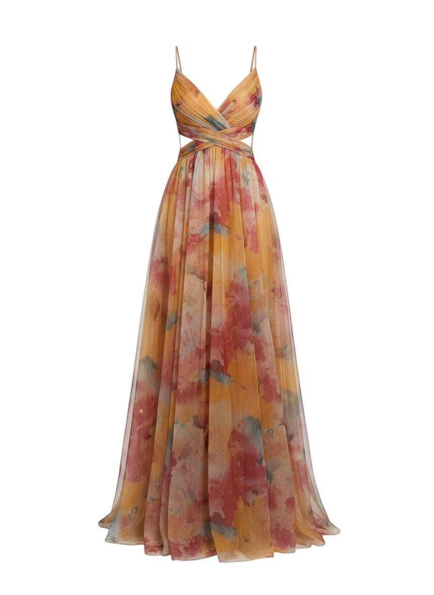Émilienne - Robe longue artistique à effet fluide