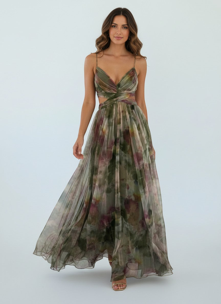 Émilienne - Robe longue artistique à effet fluide
