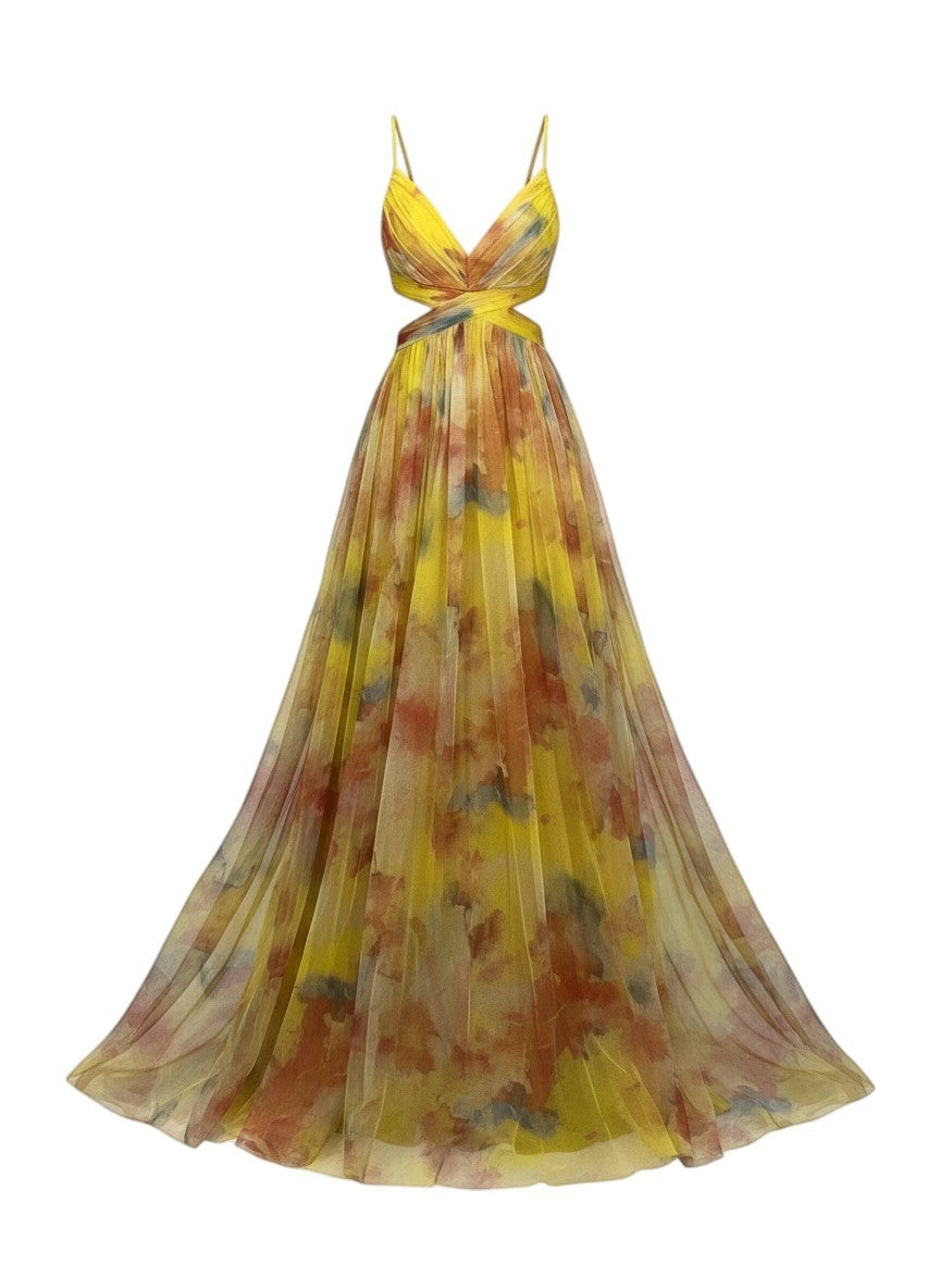 Émilienne - Robe longue artistique à effet fluide