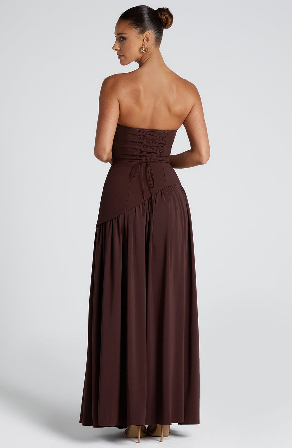Robe Maxi Sans Bretelles pour Femme avec Fente Haute et Taille Asymétrique