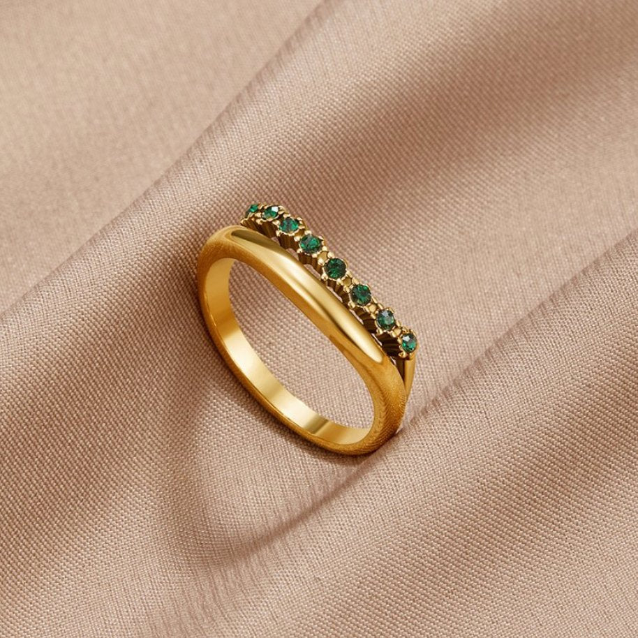 Bague superposée Adeline Émeraude