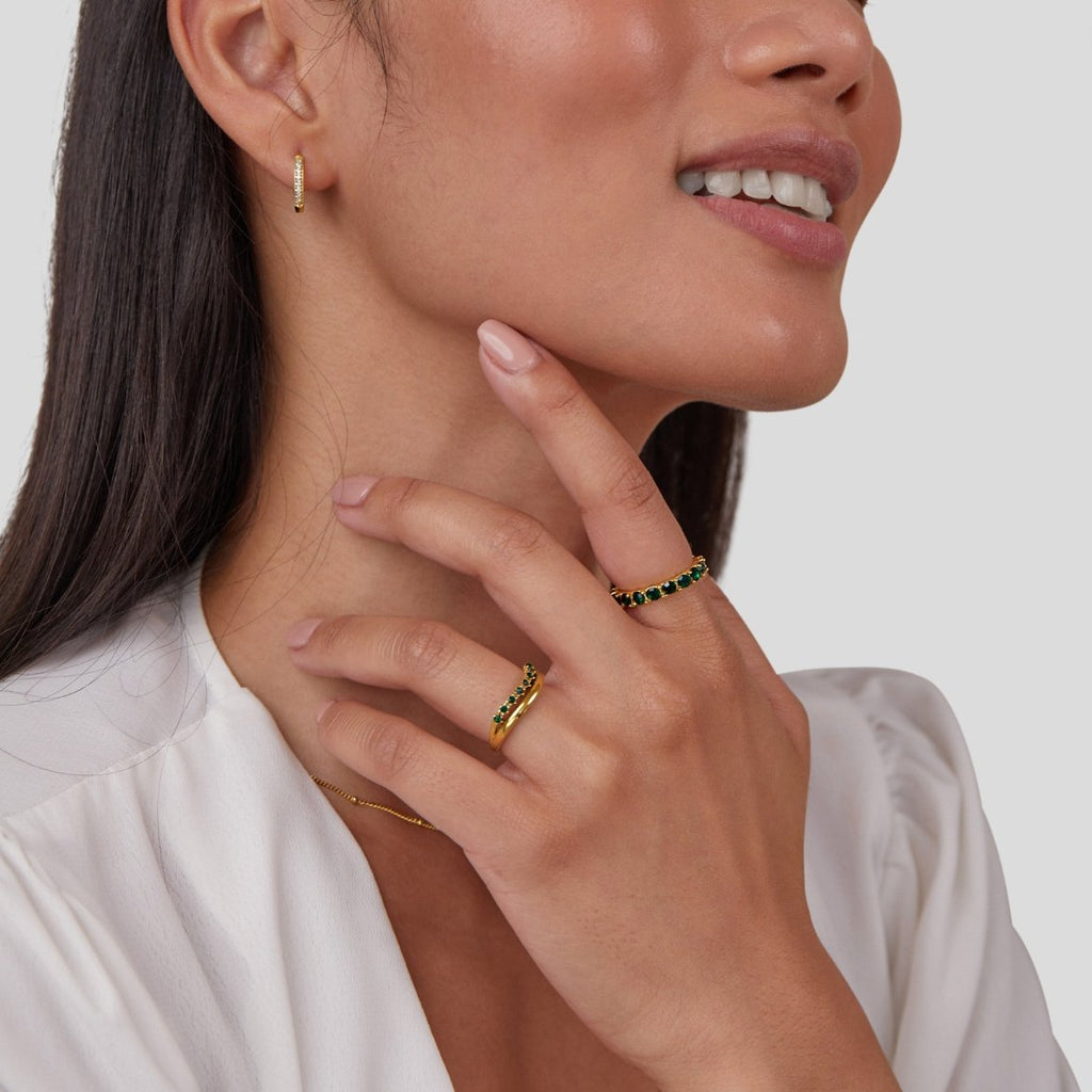Bague superposée Adeline Émeraude
