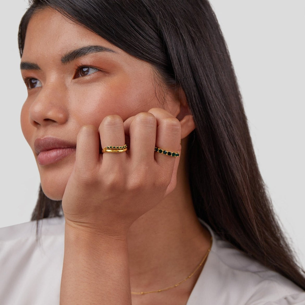 Bague superposée Adeline Émeraude