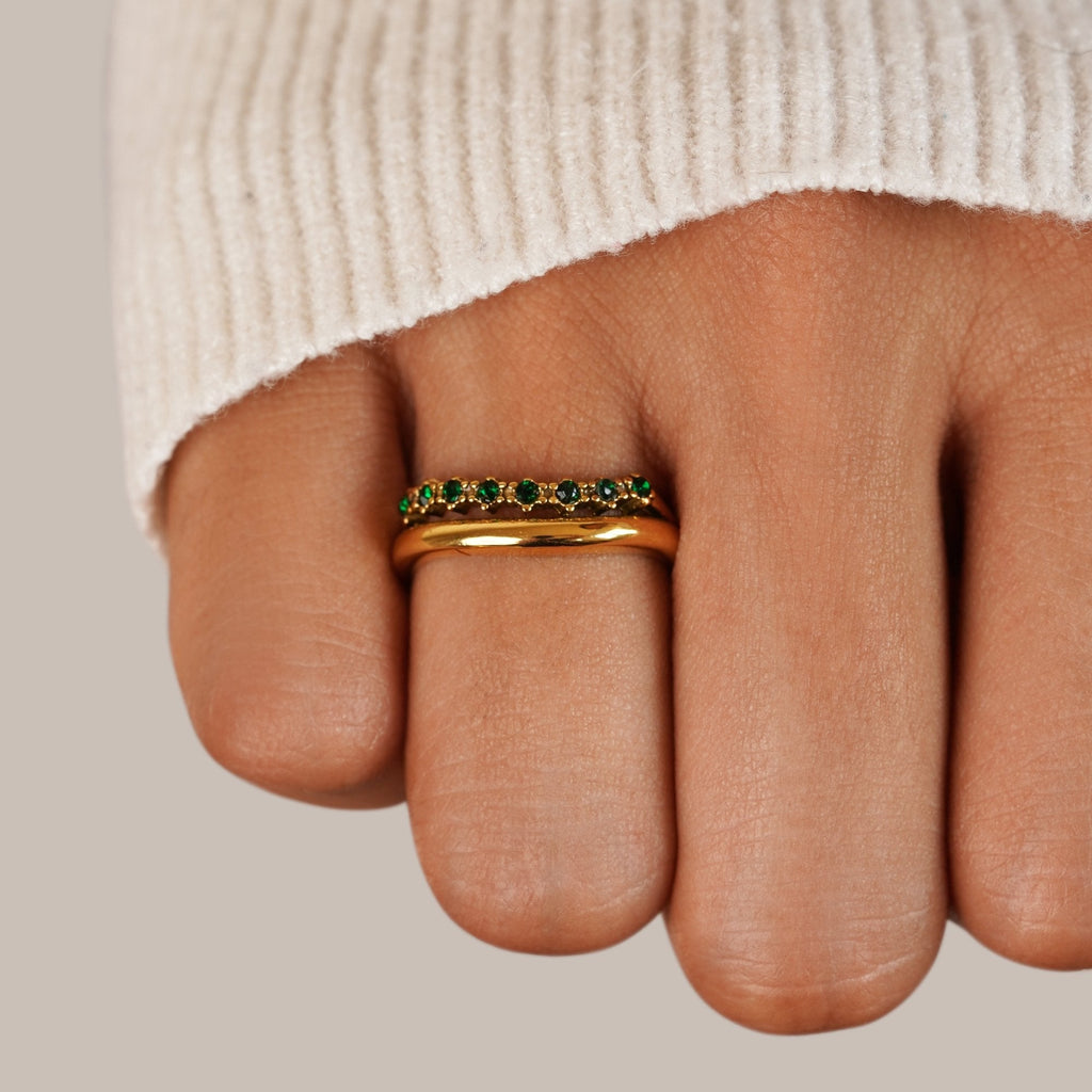 Bague superposée Adeline Émeraude