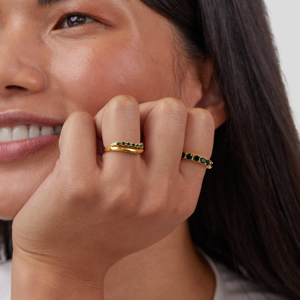 Bague superposée Adeline Émeraude