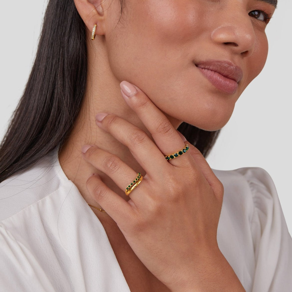 Bague superposée Adeline Émeraude