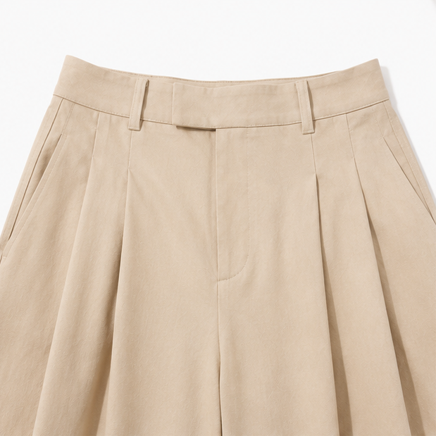 Pantalon Large Femme Marlow – Plissé, Poignets Nœud