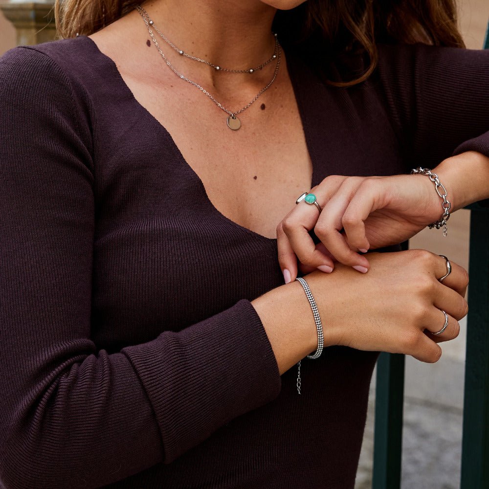 Bracelet chaîne en argent avec perles