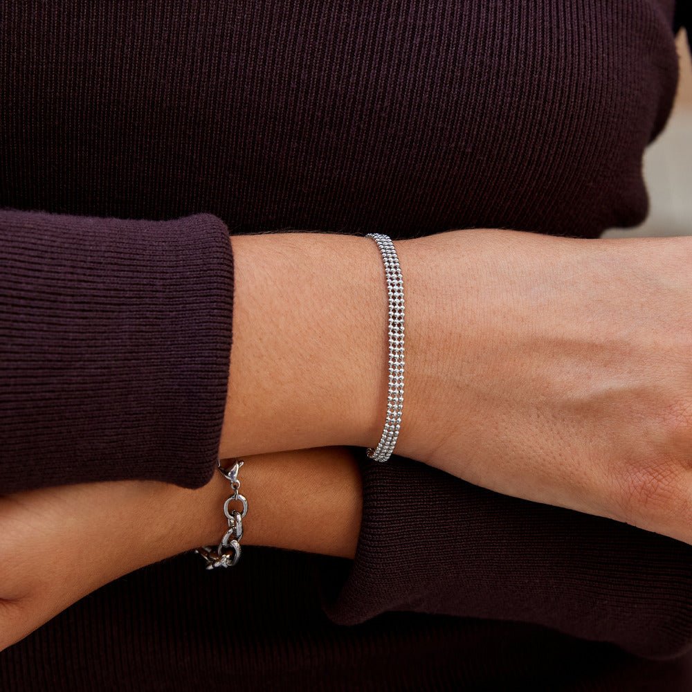 Bracelet chaîne en argent avec perles