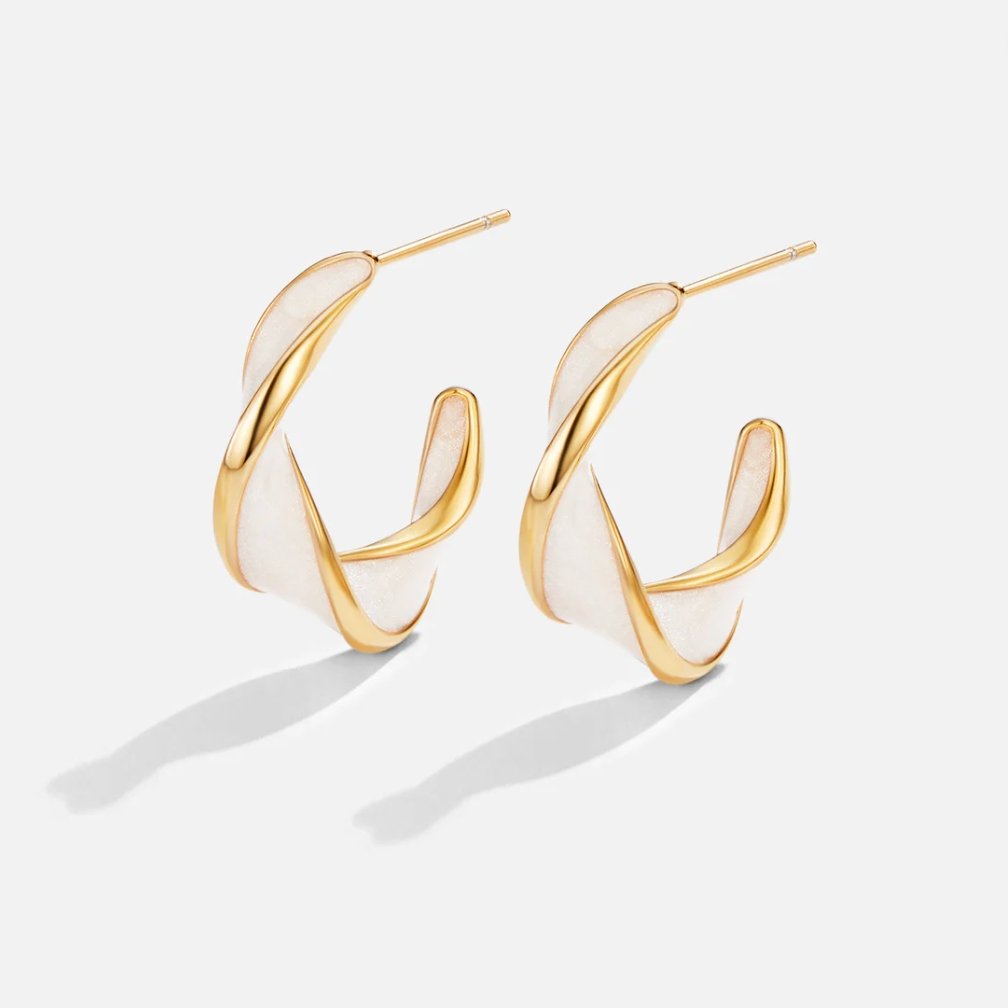 Boucles d'oreilles créoles torsadées en perles