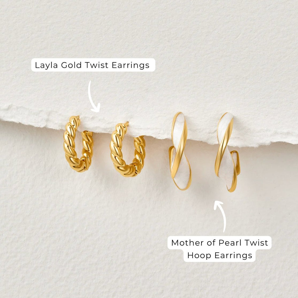 Boucles d'oreilles créoles torsadées en perles