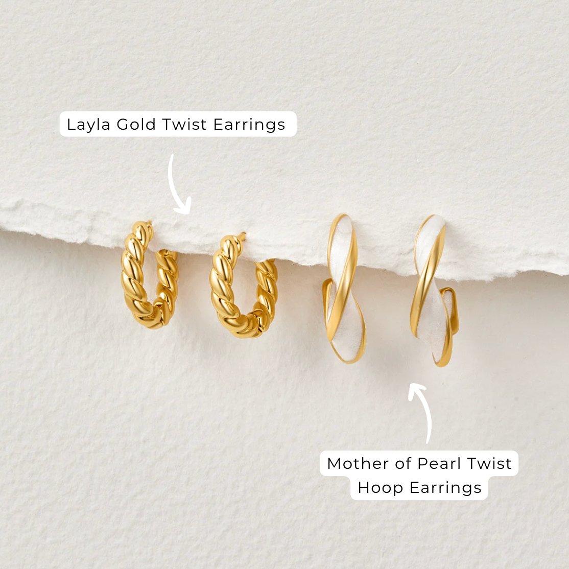Boucles d'oreilles créoles torsadées en perles
