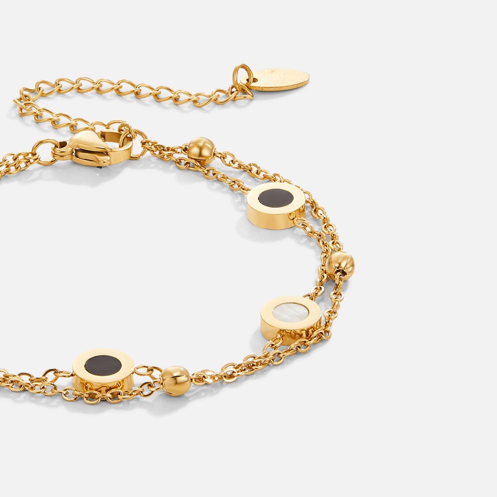 Bracelet Onyx et Pierre Blanche