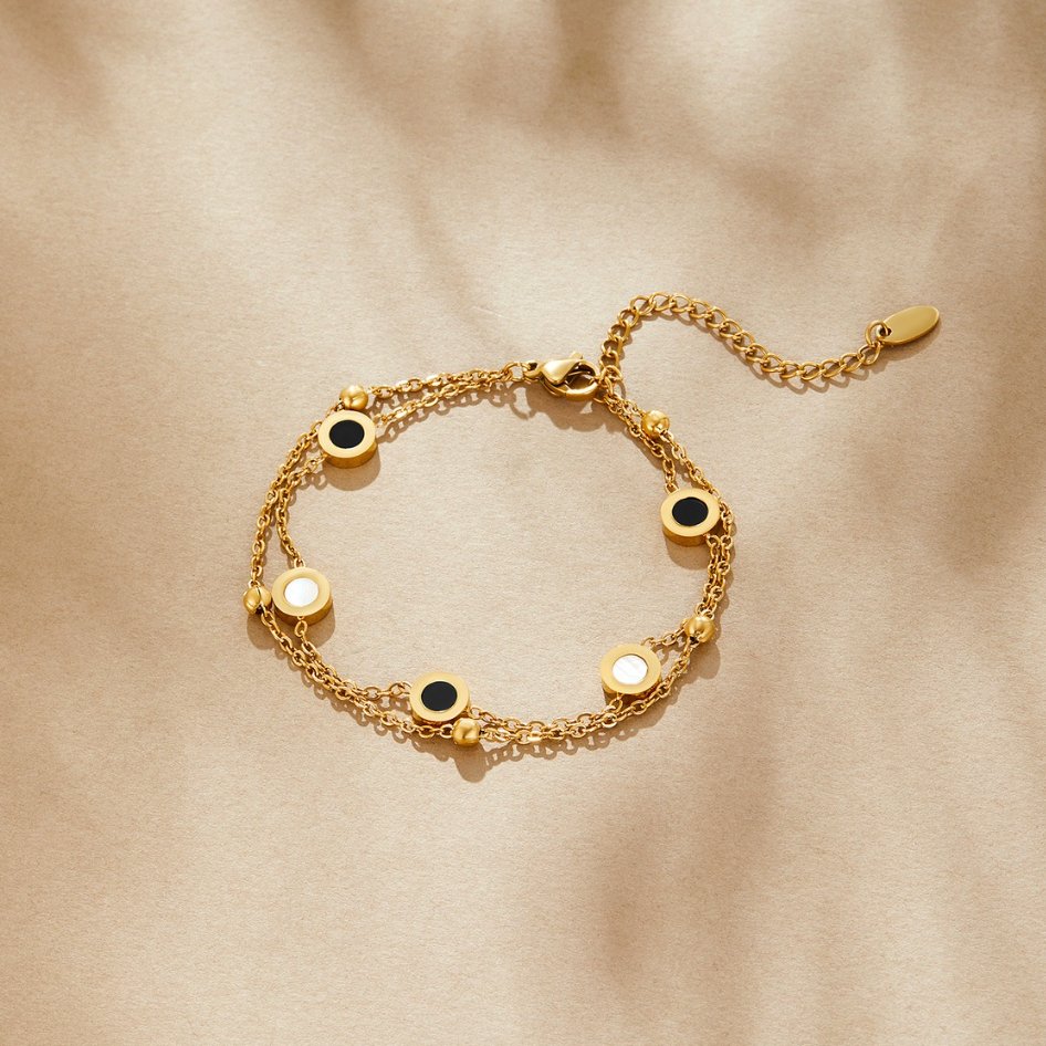 Bracelet Onyx et Pierre Blanche