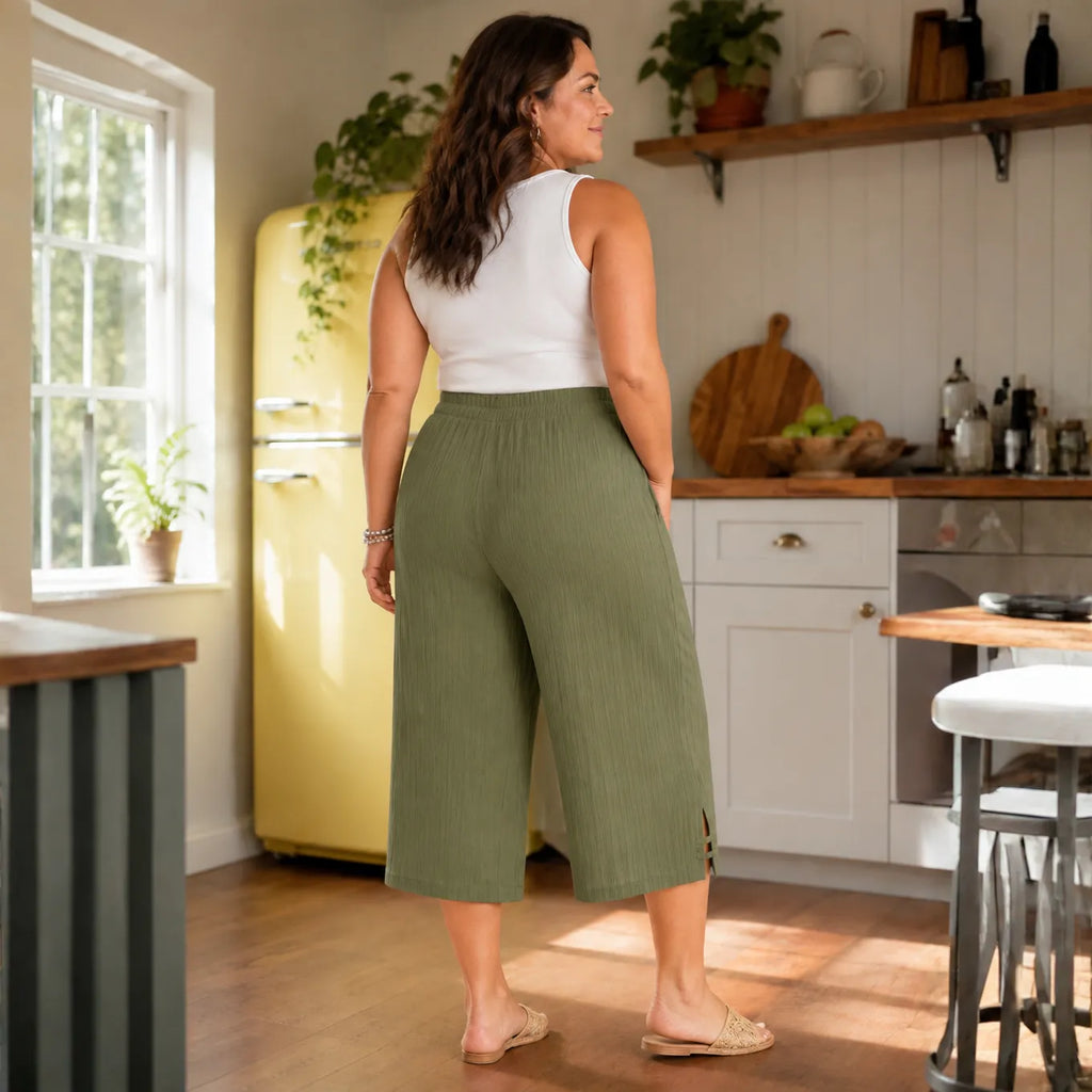 Pantalon Capri Femme Velora – Côtelé, Grande Taille 1XL-5XL