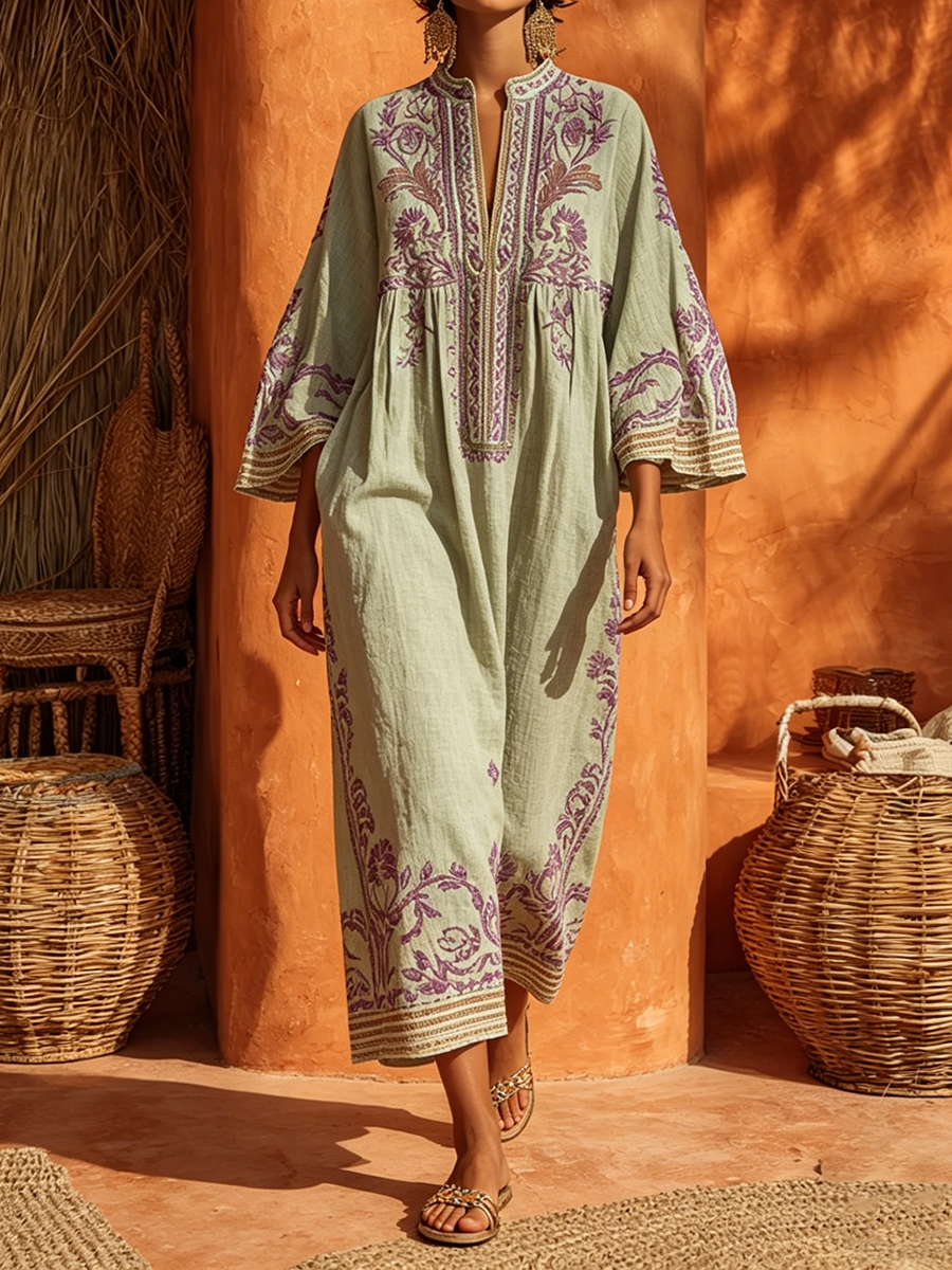 Celestina - Robe boho brodée au charme méditerranéen