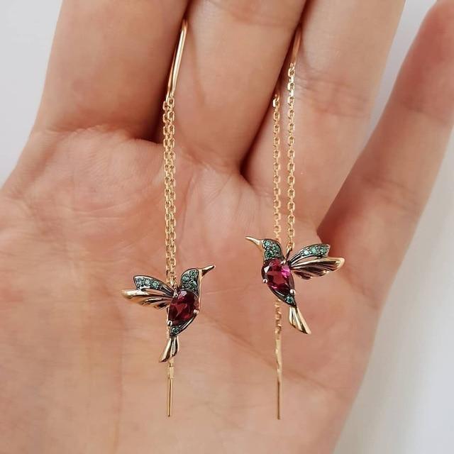 Boucles d'oreilles colibri et zircon