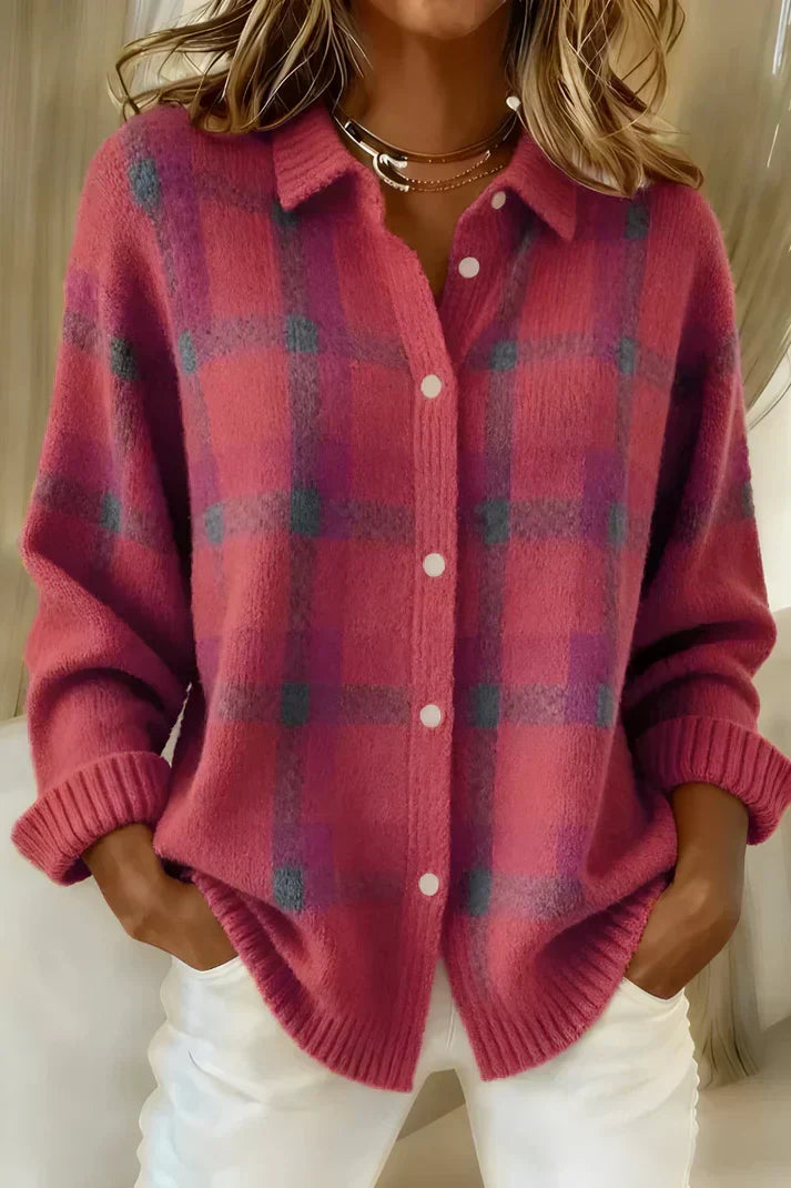 Gisèle – Pull en tricot à carreaux doux