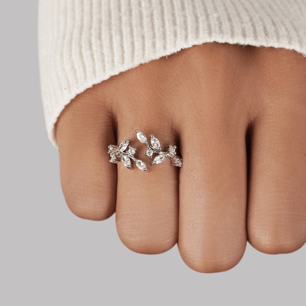 Bague Vigne de Cristal Argentée