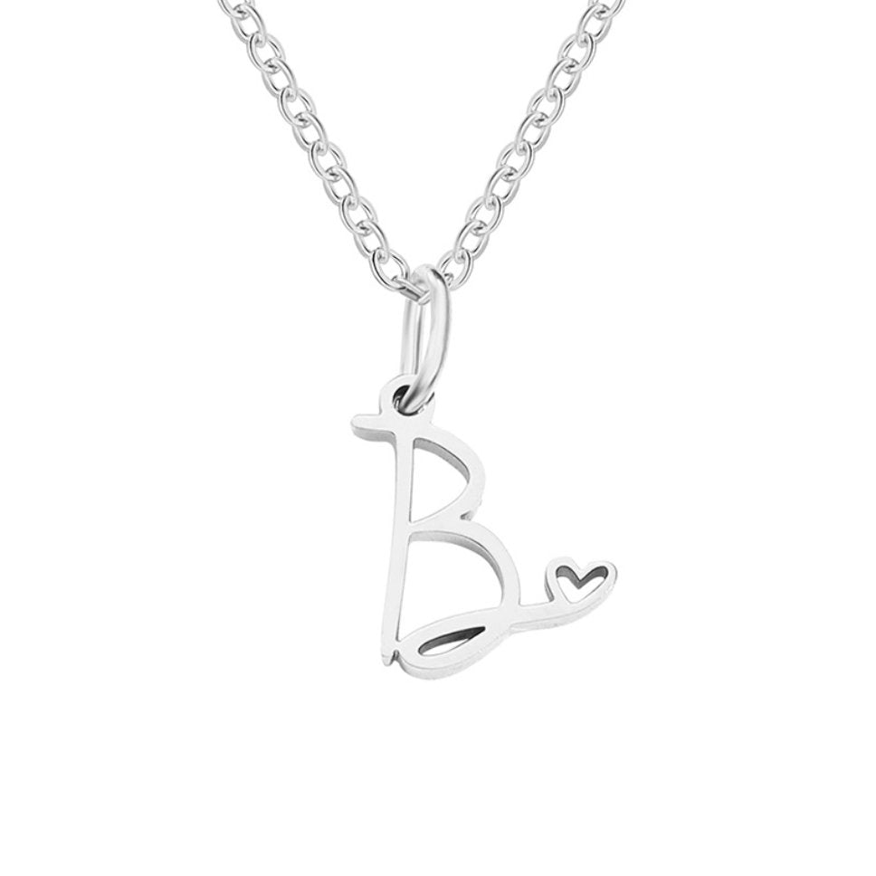 Collier Cœur Lettre Argent