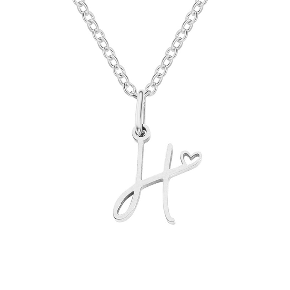 Collier Cœur Lettre Argent
