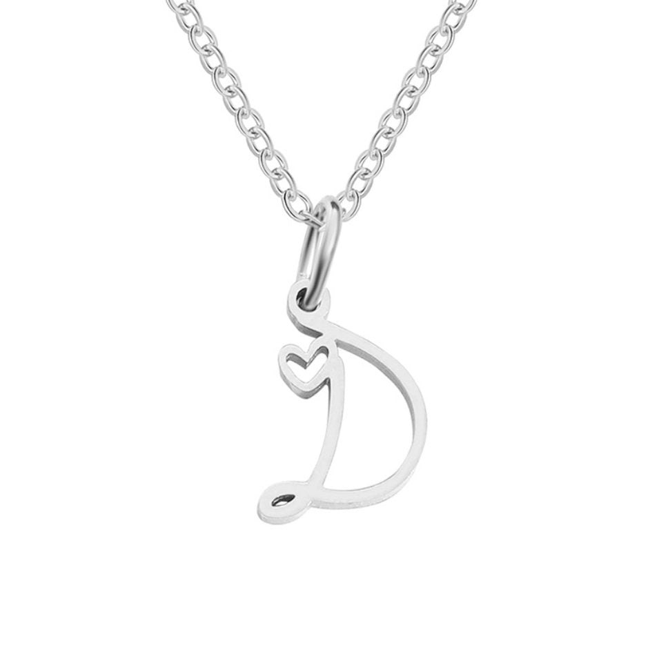 Collier Cœur Lettre Argent