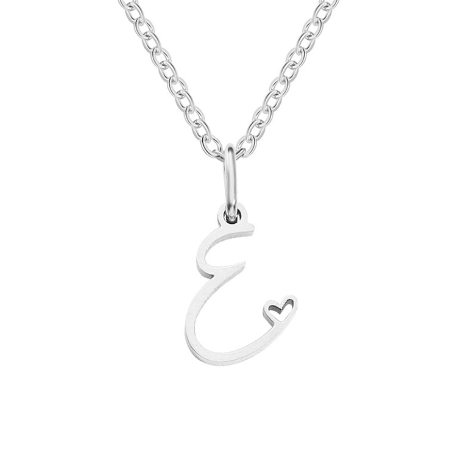 Collier Cœur Lettre Argent