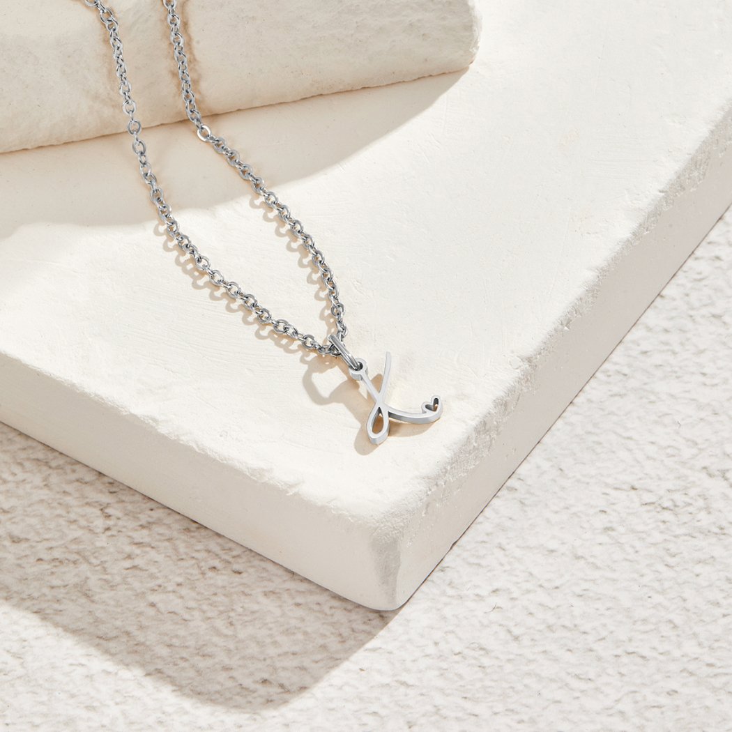 Collier Cœur Lettre Argent