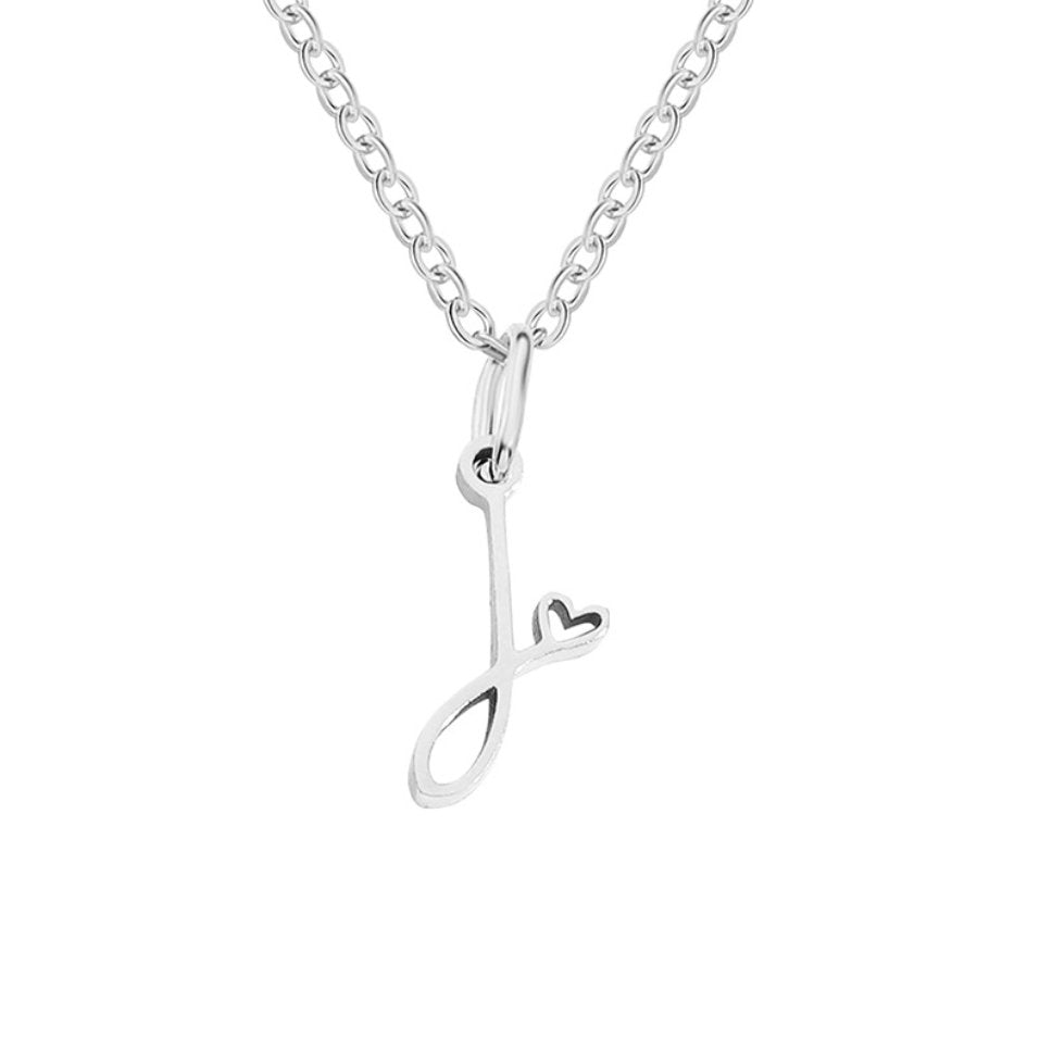 Collier Cœur Lettre Argent