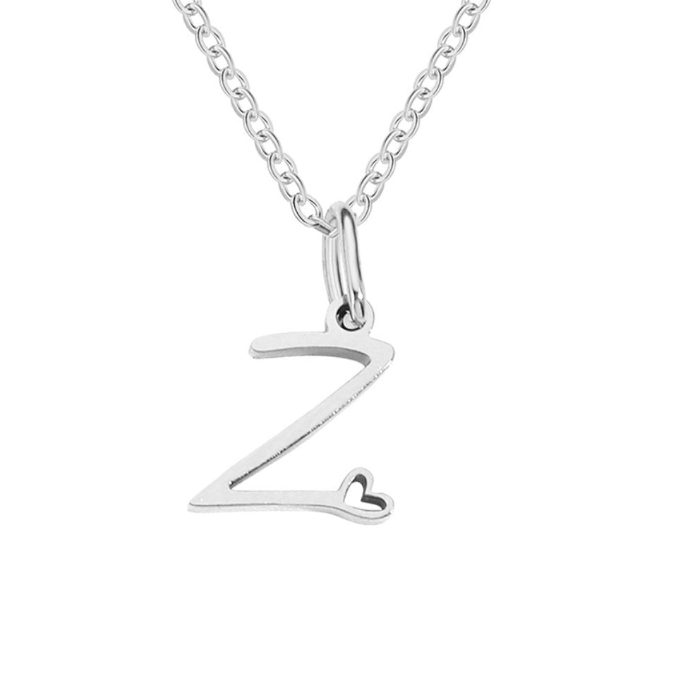 Collier Cœur Lettre Argent