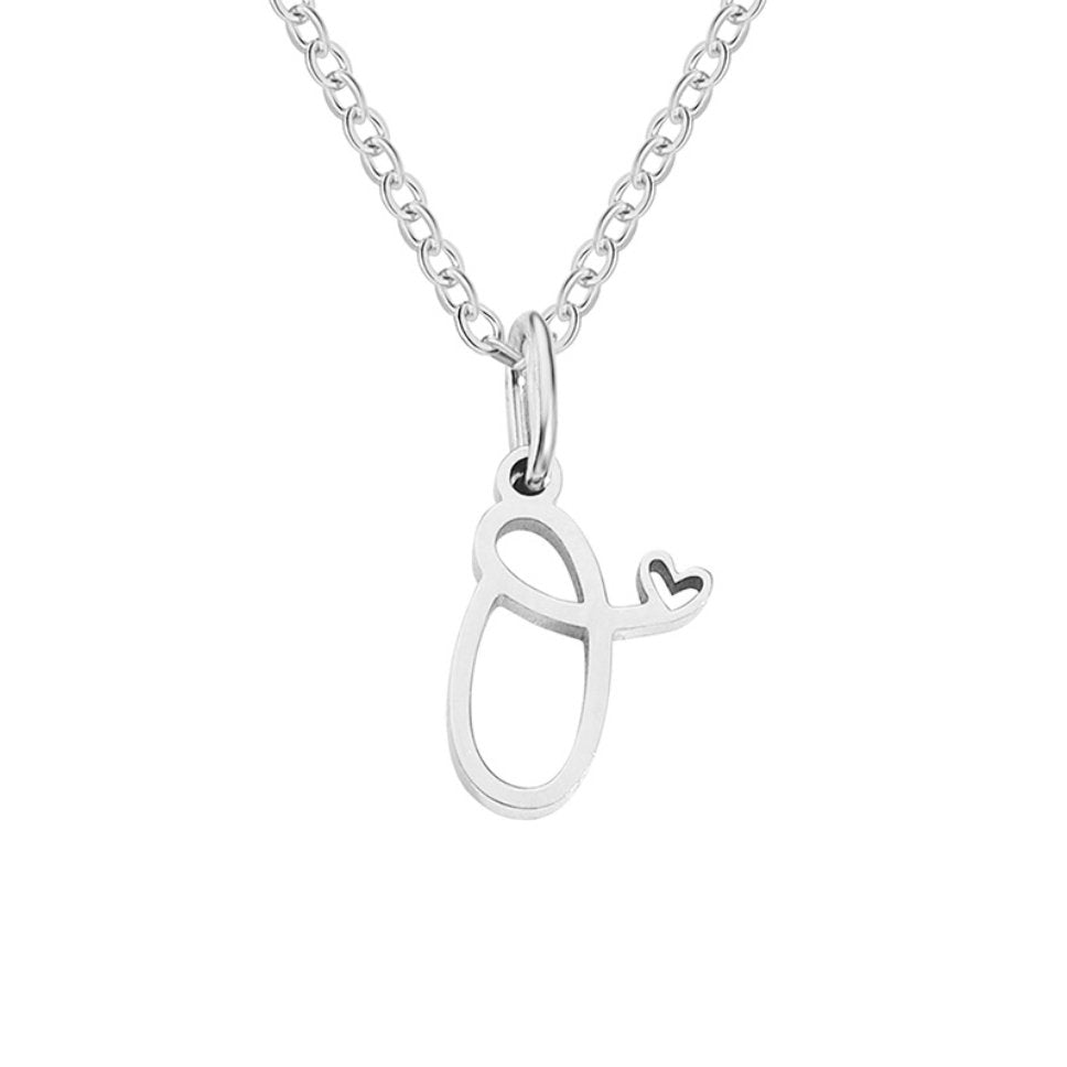 Collier Cœur Lettre Argent