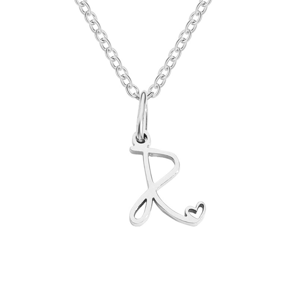 Collier Cœur Lettre Argent