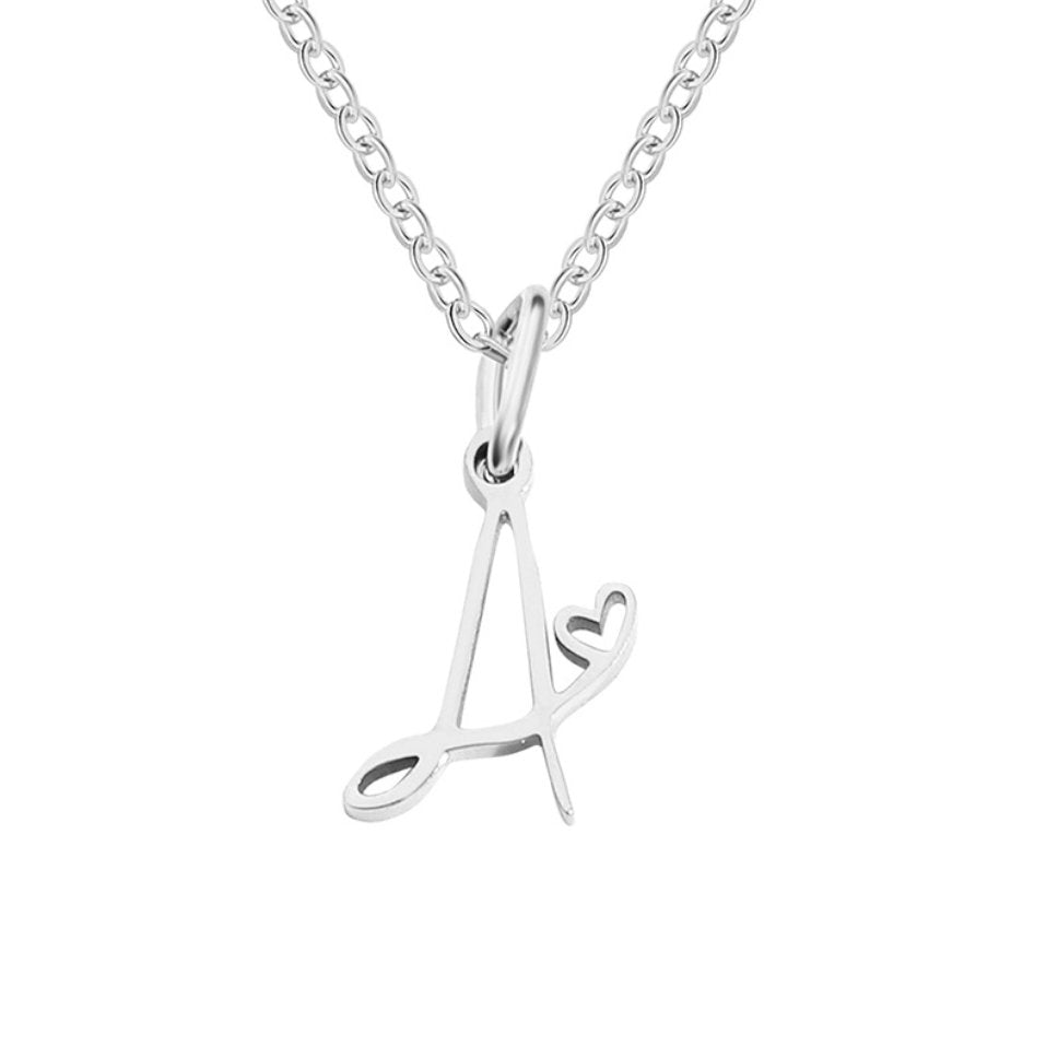 Collier Cœur Lettre Argent