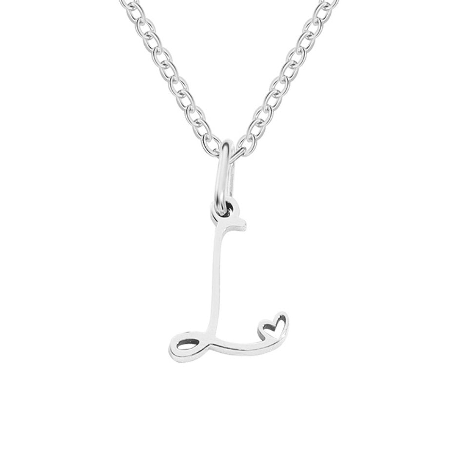 Collier Cœur Lettre Argent
