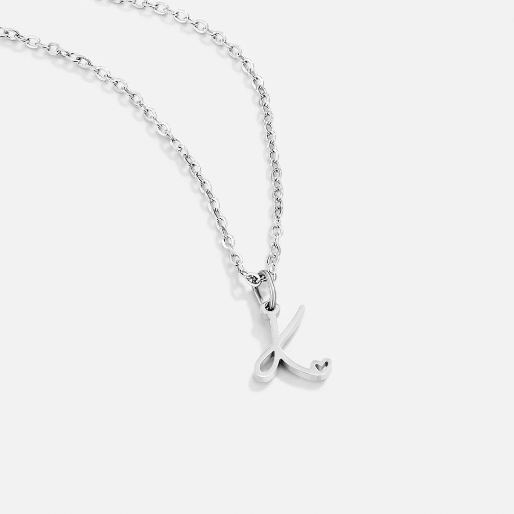 Collier Cœur Lettre Argent